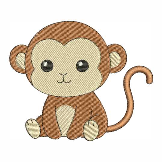 Matriz de bordado computadorizado de macaquinho fofo e delicado, ideal para enxoval de bebê e personalização de itens infantis.