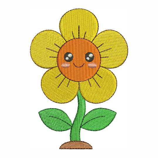 Matriz de bordado computadorizado de florzinha sorrindo baby, estilo delicado para enxoval de bebê e itens infantis personalizados.