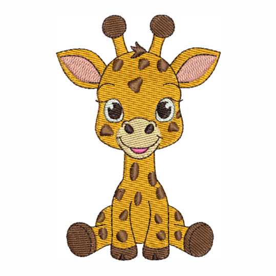 Matriz de bordado Girafinha Baby delicada para enxoval de bebê.