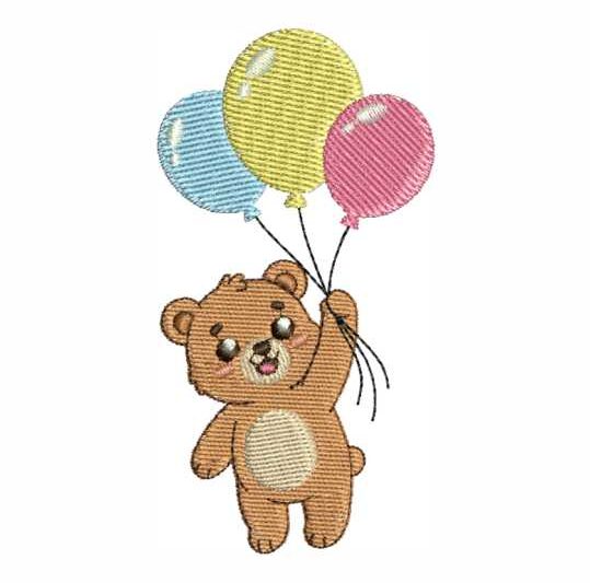 Matriz de Bordado Ursinho com Balão Urso 000013