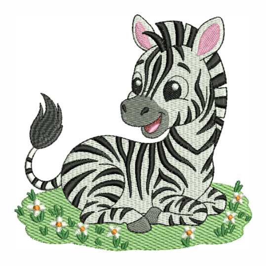 Zebrinha Feliz bordado infantil fofo para máquina de bordar