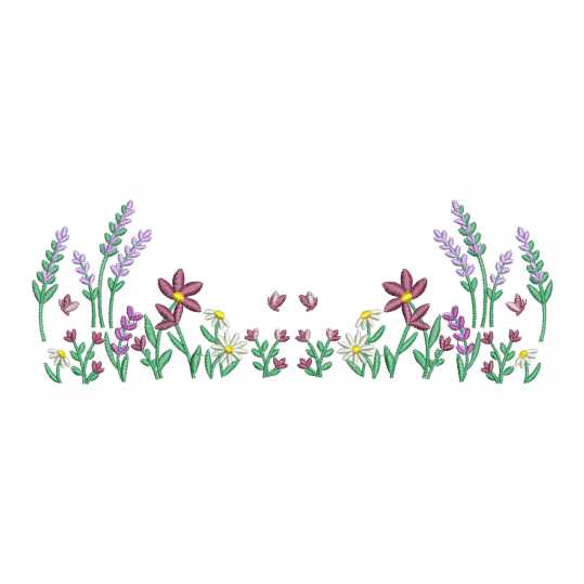 Bordado ramos de flores com borboleta delicada para máquina de bordar