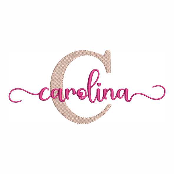 Nome Carolina em bordado criativo e detalhado para máquina de bordar