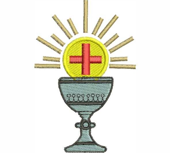 Matriz de Bordado Eucaristia Cálice sol Cruz 000032