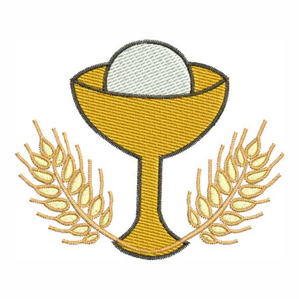 Matriz de Bordado Eucaristia Cálice Trigo e Hóstia 000034