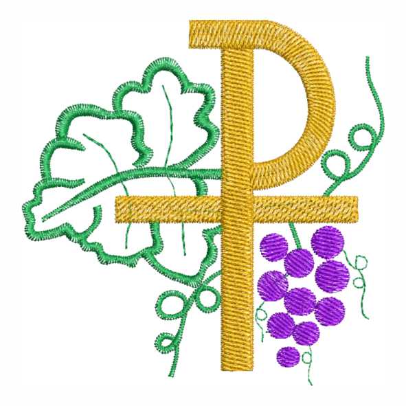 Matriz de Bordado Eucaristia Cruz Folhas e Uvas 000035