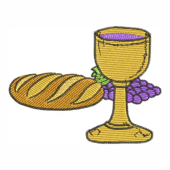 Matriz de Bordado Eucaristia Pão Uva Cálice 000036
