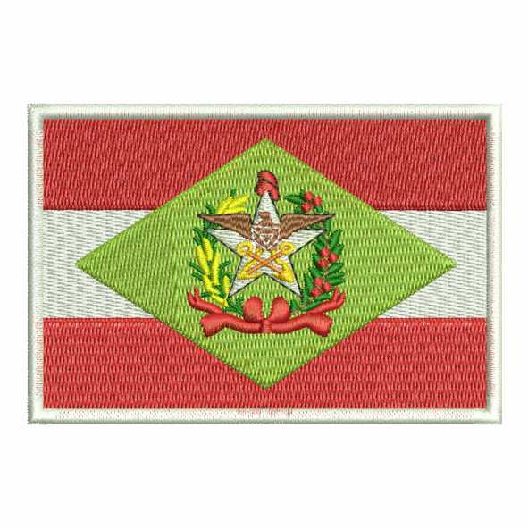 Matriz de bordado bandeira estado de Santa Catarina com detalhes tradicionais e acabamento preciso