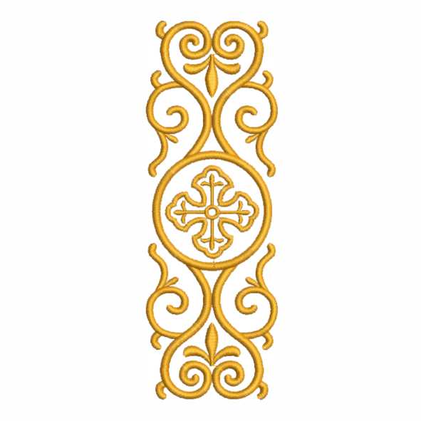 Matriz de bordado arabesco cruz barrado litúrgicas elegante detalhada para peças religiosas com acabamento refinado