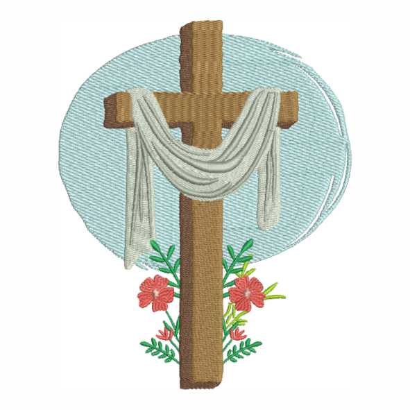 Encontre matriz de bordado inspirada na cruz de Jesus Cristo para expressar fé com delicadeza