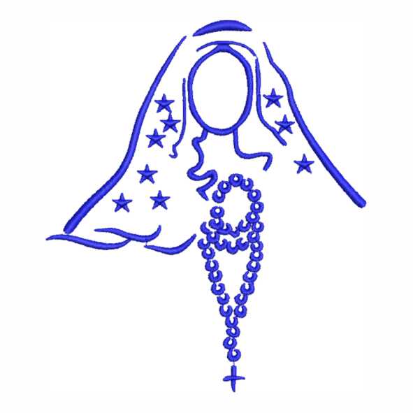 Matriz de bordado de Nossa Senhora Aparecida transmite fé, proteção e devoção em cada detalhe delicado artesanal