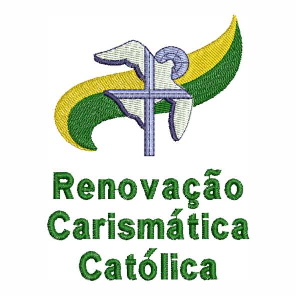 Logo para Renovacao Carismatica Catolica inspirado em matriz de bordado elegante e devocional visual