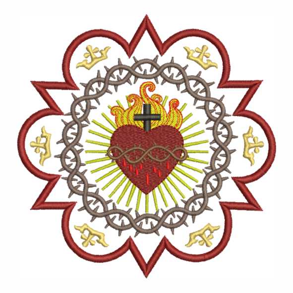 Inspirando fe e devocao profunda, matriz de bordado expressa amor ao Sagrado Coracao de Jesus
