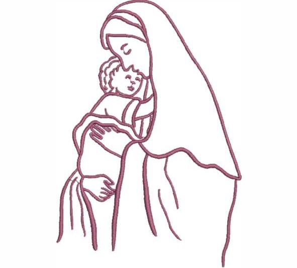 Matriz de Bordado Nosso Senhora Ave Maria e Menino Jesus 000047