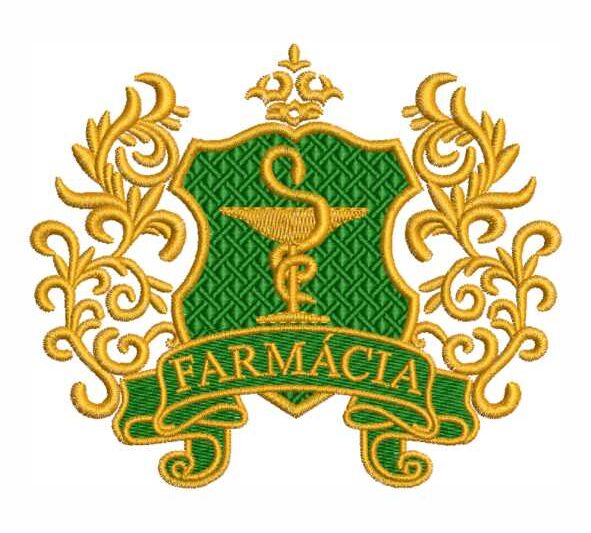 Matriz de Bordado Farmácia Brasão com Ramos de Folhas 000163