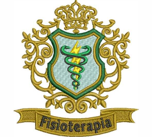 Matriz de Bordado Fisioterapia Brasão com Ramos de Folhas 000165